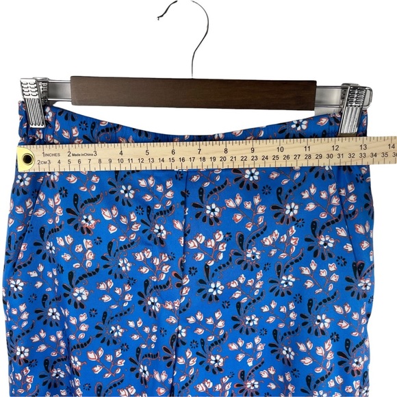 J. Crew Blue Floral Elastic Waist Tapered ankle Pants Size 2 Tall 2T - Picture 4 of 7